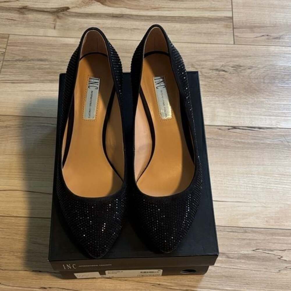 INC International Concepts Black Sparkle Heels